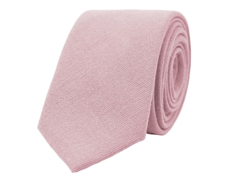 Blush Pink necktie, groomsmen cotton tie, Dusty rose solid necktie for groom, Light pink tie, boho rustic wedding ties, slim necktie