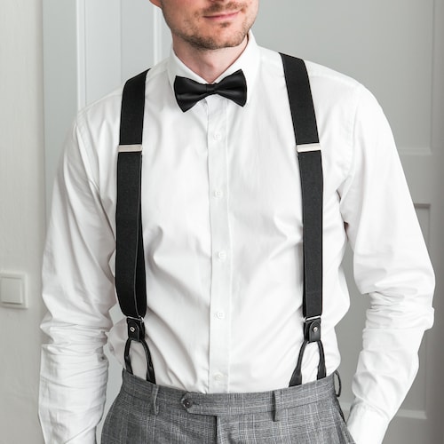 Brown Suspenders for Men Button Suspenders Wedding Etsy