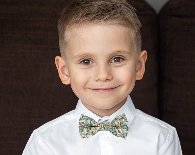 Sage Green Floral Kids Bow Tie Boys Bow Ties Ring Bearer Etsy
