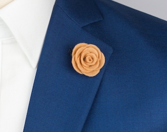 Beige felt lapel flower, Men's boutonniere, Silver brooch, Wedding groomsmen lapel pin, grooms boutonnieres, floral corsage