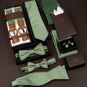Grüne Strukturkrawatte für Männer, elegante Hochzeitskrawatte für den Bräutigam und die Trauzeugen Bild 8