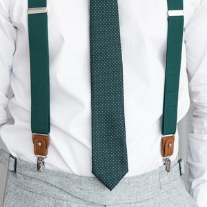 Green suspenders, men's button loop suspenders, clip braces, Wedding suspenders for groom and groomsmen, Hawaii wedding image 6