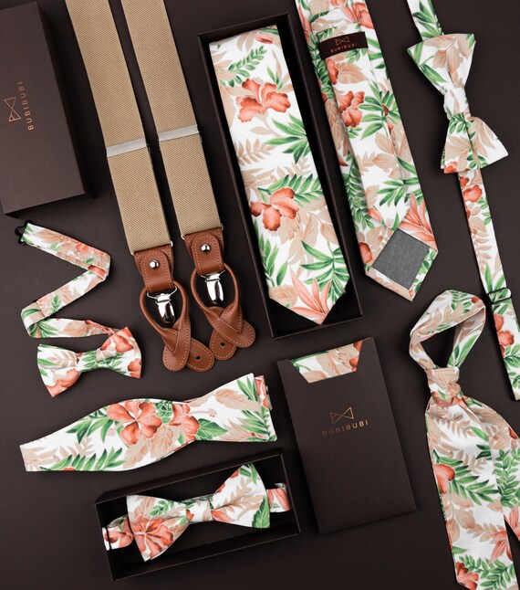 Ivory Suspenders for Men, Button Suspenders, Cream White Suspenders,  Champagne Wedding Suspenders for Groom Groomsmen 