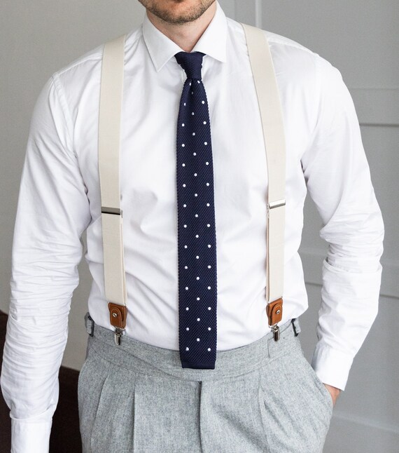 Navy Blue Knit Tie with Green Polka Dots