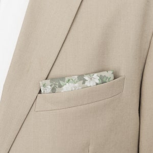 Sage green peonies pocket square, flowers handkerchief, wedding floral pocket squares for groom groomsmen, Rima collection image 3