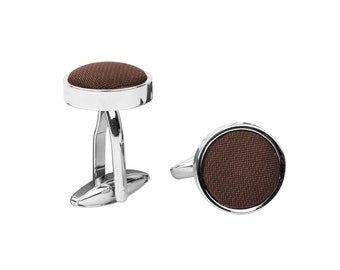 Boutons de manchette en satin marron foncé, boutons de manchette formels pour mariés, idée cadeau pour homme, boutons de manchette de mariage élégants, collection Moka