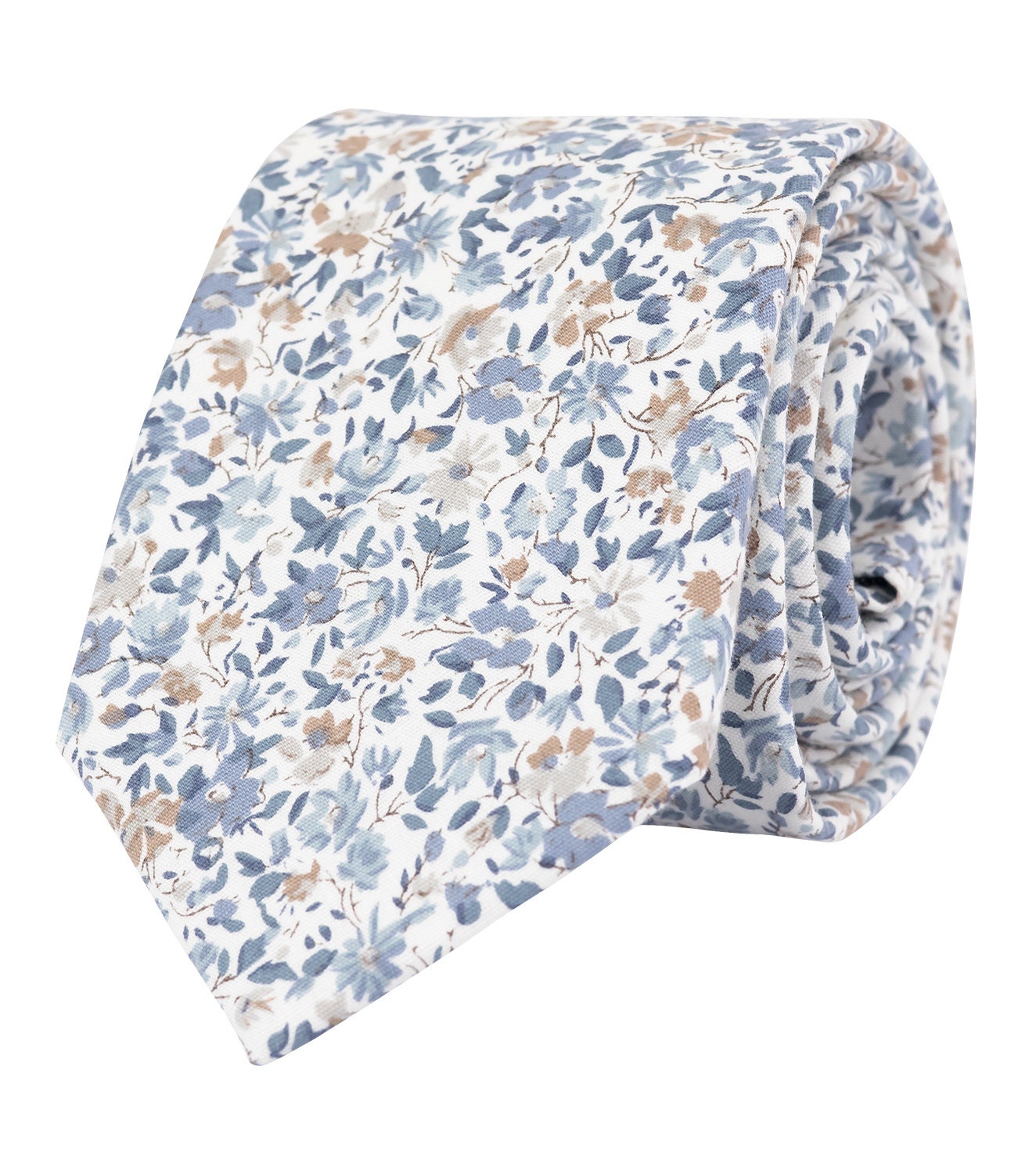 White Blue Floral Tie for Men Wedding Necktie for Groom Etsy