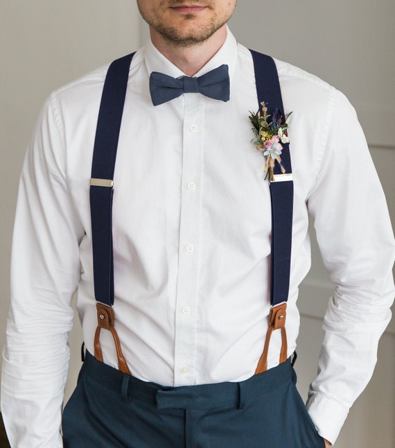 Solid Navy Blue Bow Tie for Men Self-tie Cotton Bow Tie - Etsy