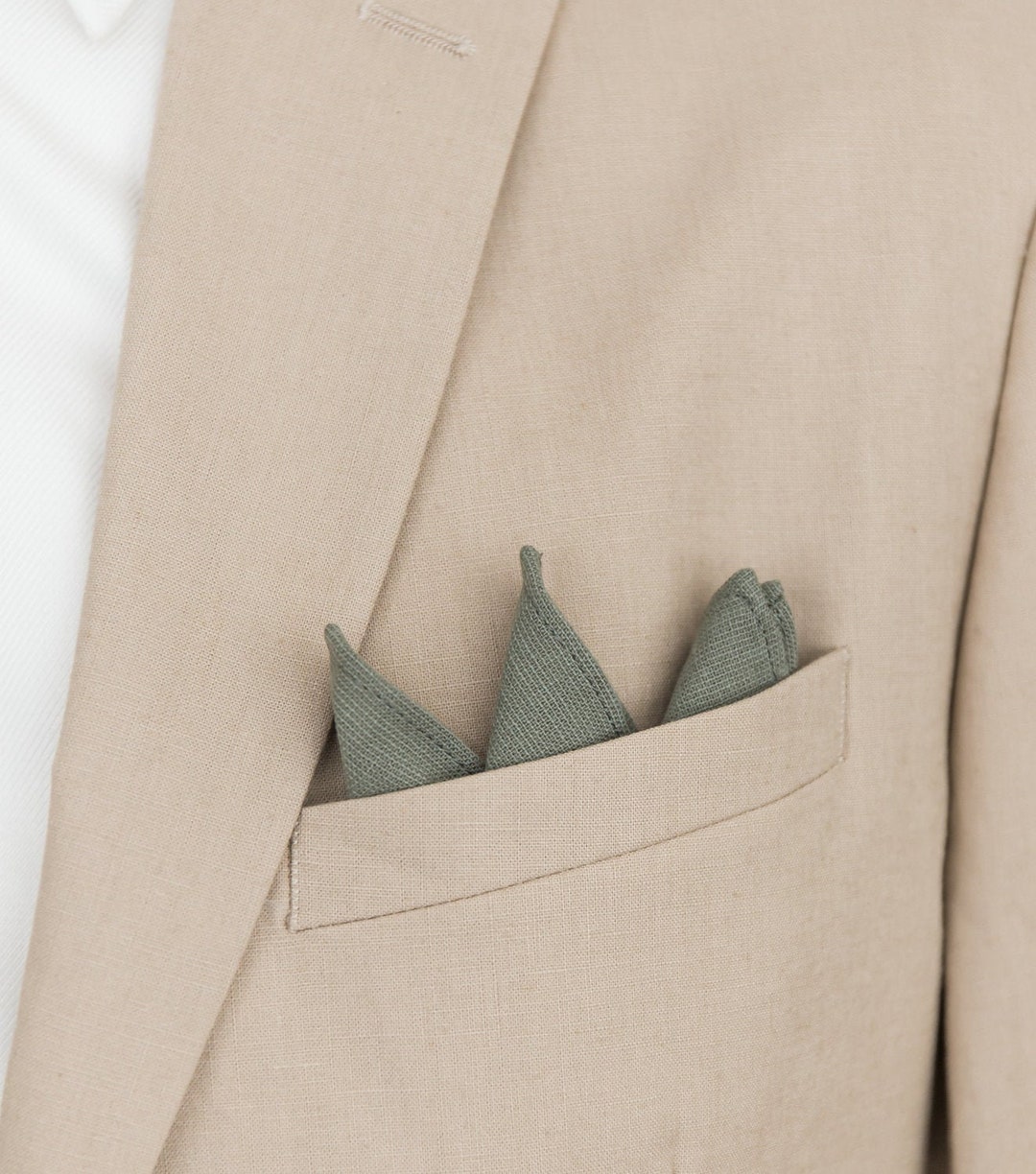 Solid Sage Green Pocket Square, Green Handkerchief, Groom Groomsmen
