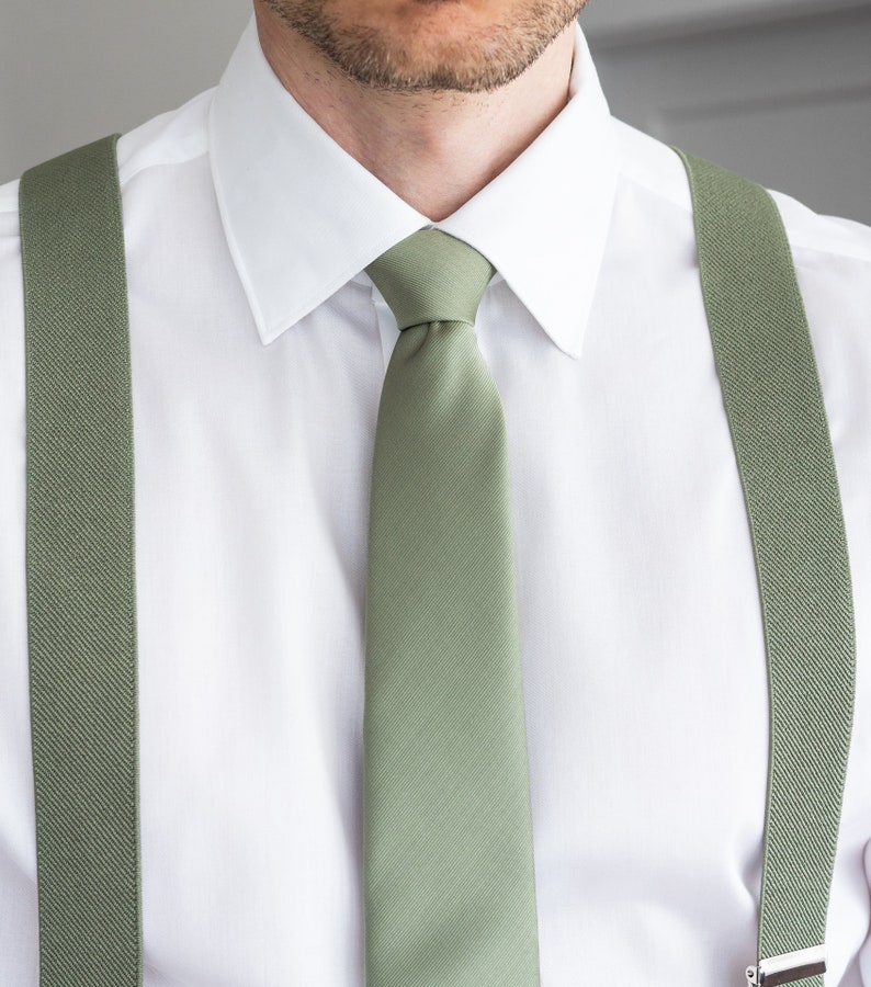 Grüne Strukturkrawatte für Männer, elegante Hochzeitskrawatte für den Bräutigam und die Trauzeugen Bild 6