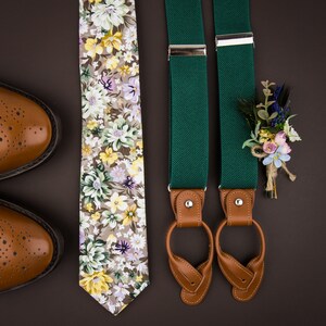 Green suspenders, men's button loop suspenders, clip braces, Wedding suspenders for groom and groomsmen, Hawaii wedding image 9