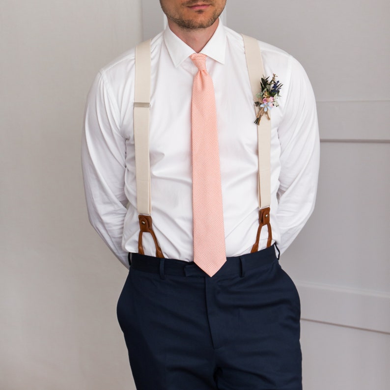 Ivory suspenders for men button suspenders cream white | Etsy