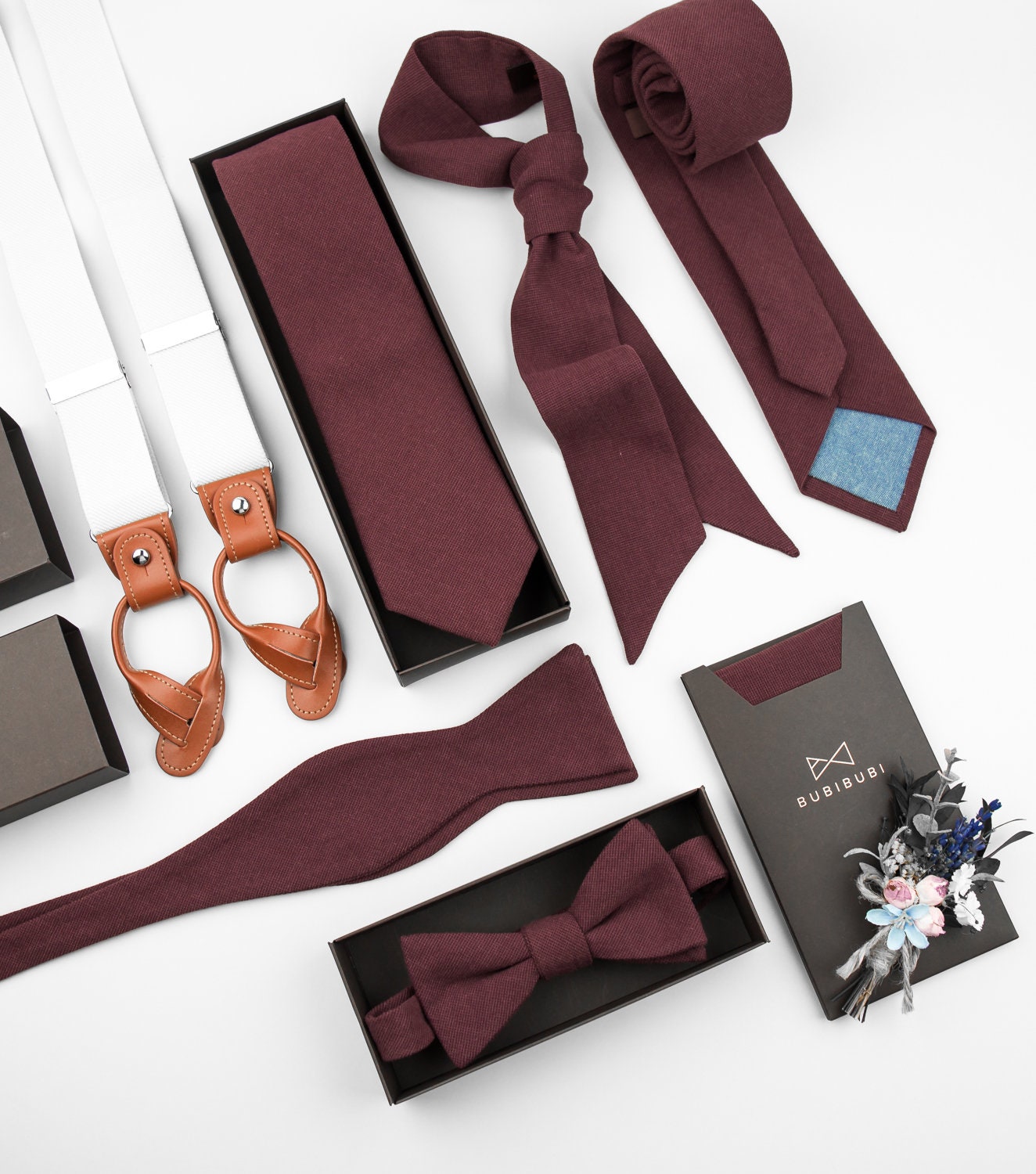 Solid Burgundy Red Bow Tie