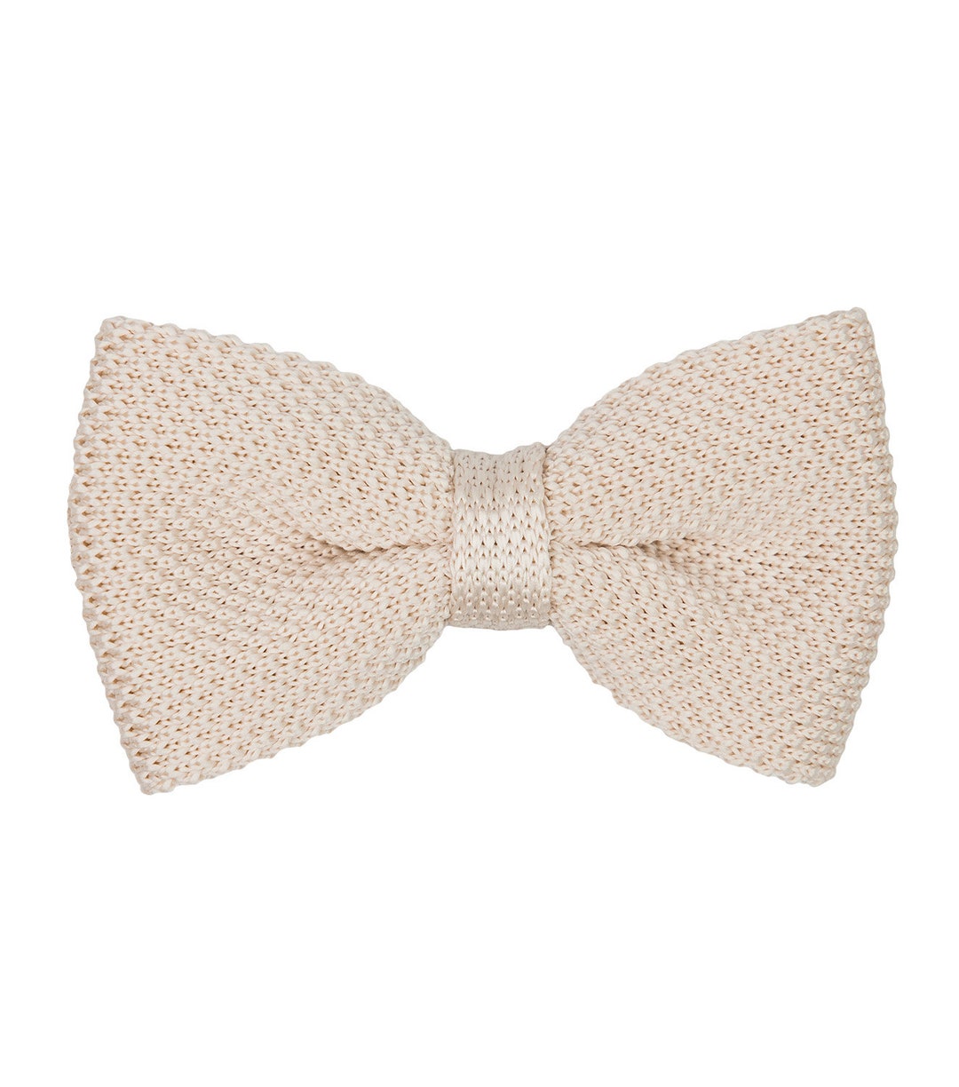 Ivory Knitted Pretied Bow Tie for Men, Champagne Wedding Bow Ties for
