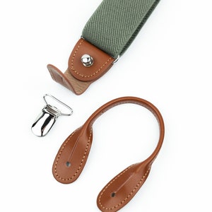 Sage green suspenders, leather button suspenders, clip braces, Wedding suspenders for groom and groomsmen, Hawaii wedding image 4