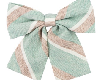 Women's bow tie, mint green bow tie, ladies tie, office outfit for women, gifts for her, stripes lady bow