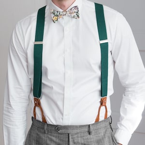 Green suspenders, men's button loop suspenders, clip braces, Wedding suspenders for groom and groomsmen, Hawaii wedding image 4