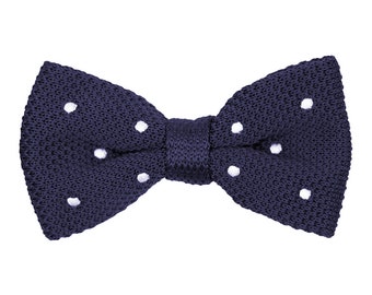 DQT Knit Tricot Rayures Fines Rouge Avec Bleu Blanc pour homme Pre-Tied Bow Tie