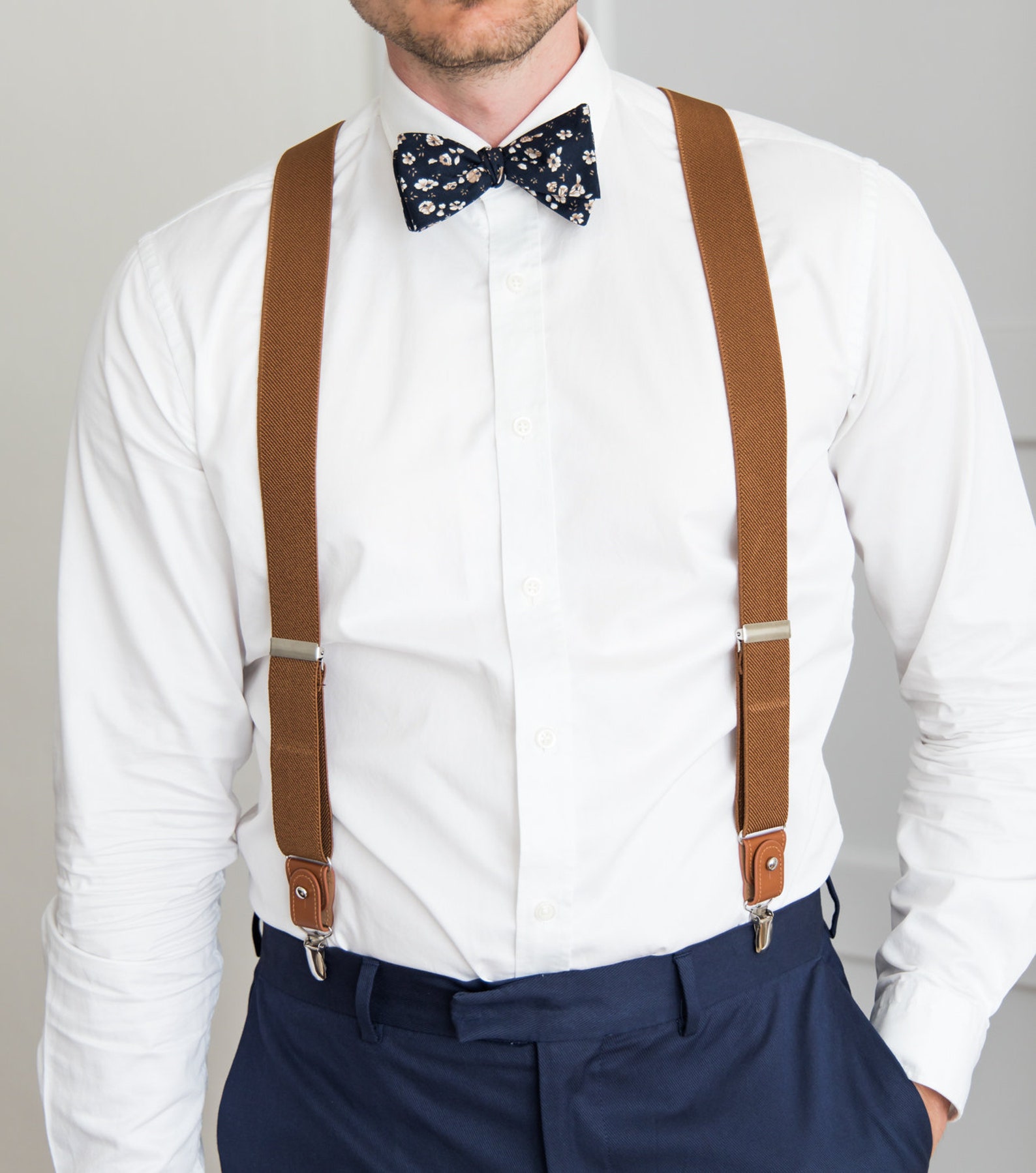 Brown Suspenders for Men Button Suspenders Wedding - Etsy