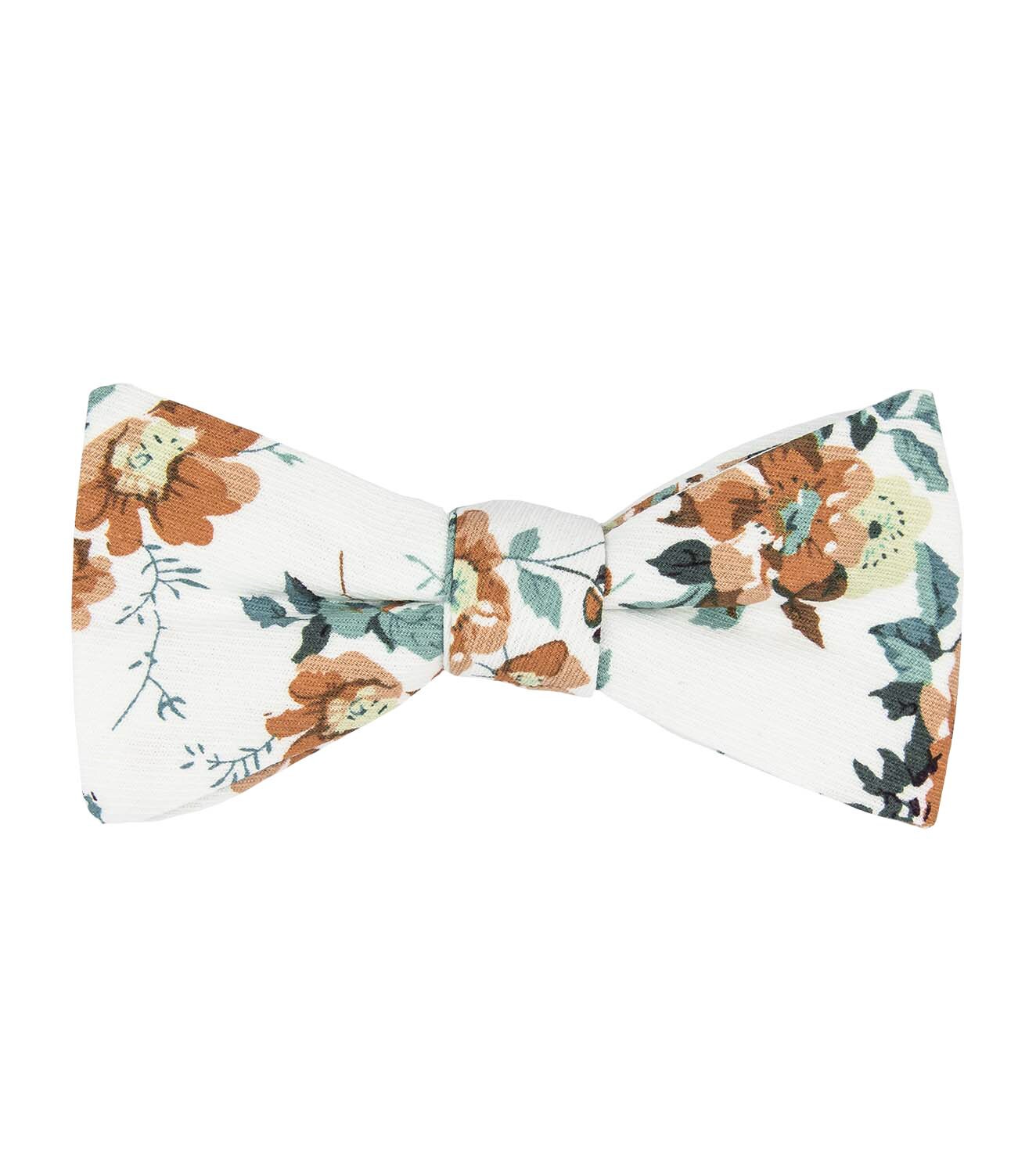 White Brown Floral Bow Tie for Men Self-tie Cotton Bow Tie - Etsy