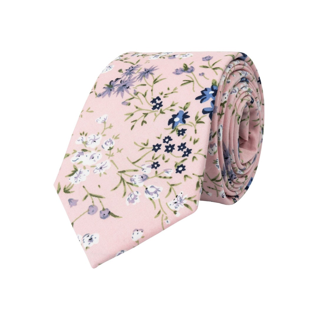 Pink Floral Tie for Men Blush Rose Wedding Necktie for Groom - Etsy