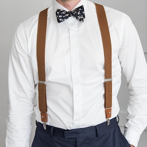 Brown suspenders for men, button suspenders, wedding suspenders for groom groomsmen, elastic suspenders, clip suspenders image 7