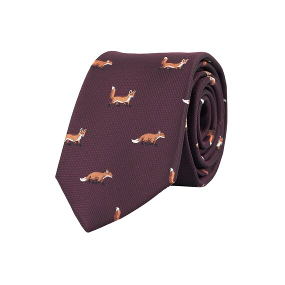 Burgundy Red Fox Tie Foxes Necktie Forest Animal Tie Nature - Etsy