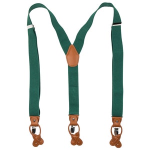 Green suspenders, men's button loop suspenders, clip braces, Wedding suspenders for groom and groomsmen, Hawaii wedding image 3