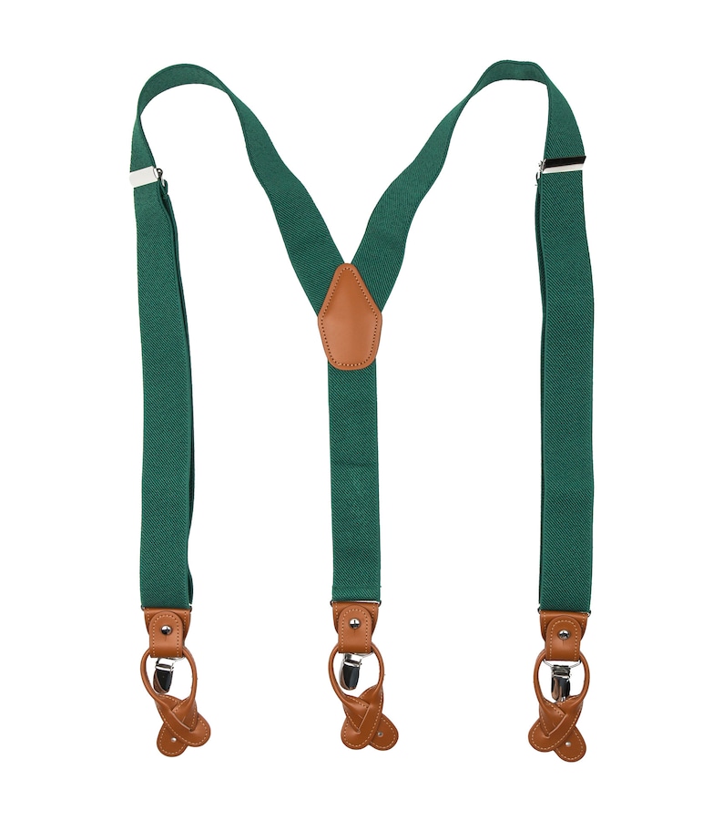 Green suspenders, men's button loop suspenders, clip braces, Wedding suspenders for groom and groomsmen, Hawaii wedding image 3