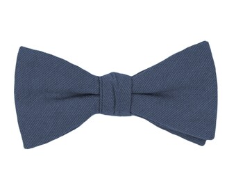 Solid Navy blue pre-tied bow tie for men, ready to wear cotton bow tie, dark blue wedding bow ties for groom and groomsmen