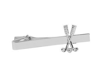 Golf tie clip, Groomsmen tie bar, Silver tie clip for men, Golfer necktie clasp, golfing gift