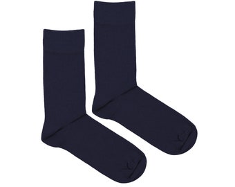 Calcetines de vestir para hombre azul marino / Calcetines de algodón casual azul oscuro, calcetines formales sólidos para adultos, regalo de padrinos de boda, calcetines coloridos