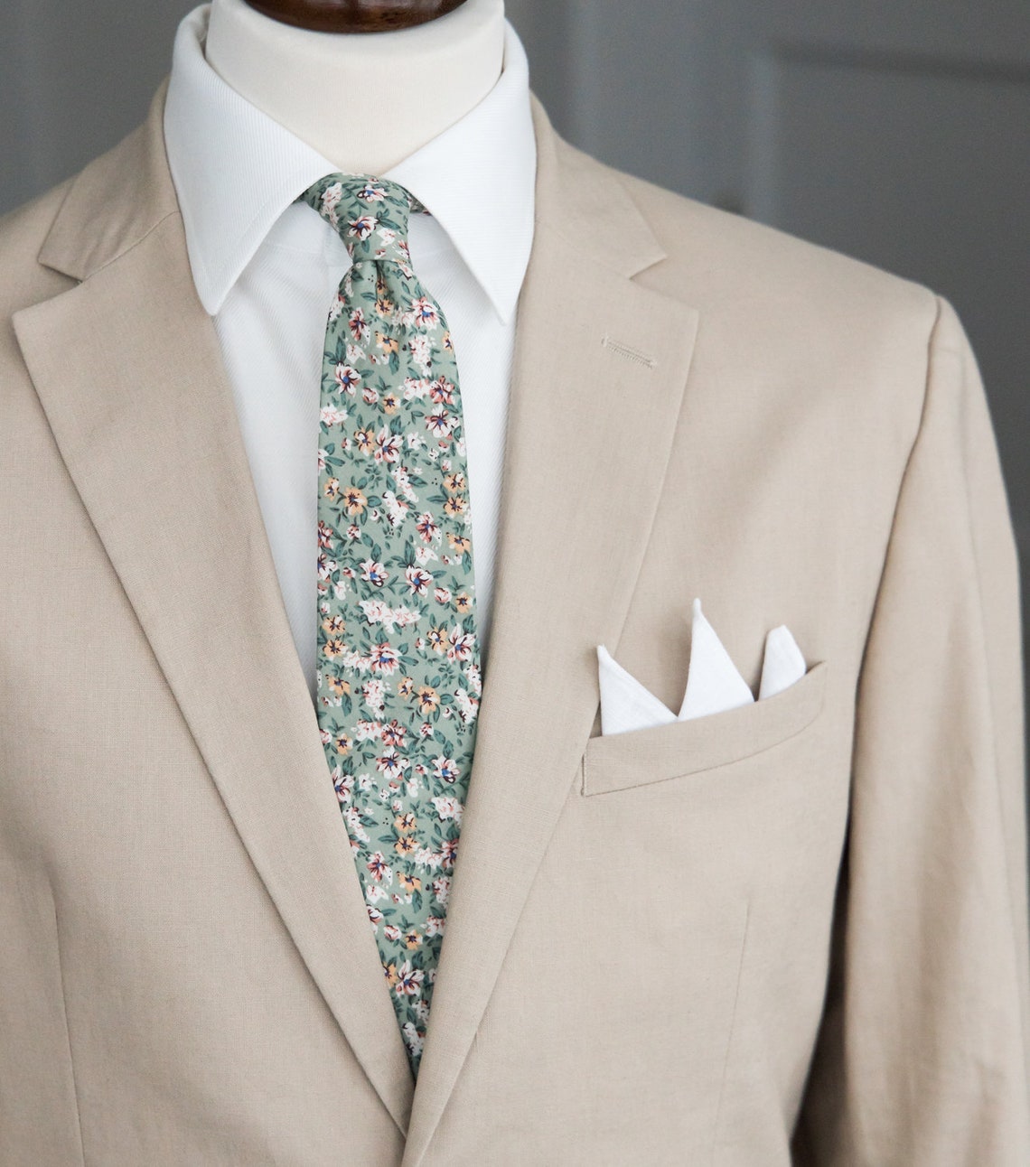 Enlision 2PCS Green Ties Set Plaid Tie Handkerchief Woven Classic Necktie Pocket Square Clip Set Wedding Ties For Men Formal