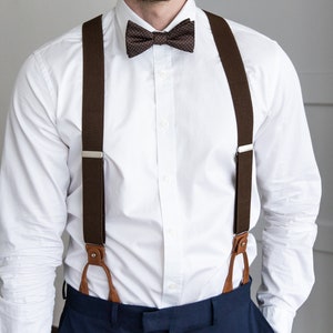 Dark Brown Suspenders for Men Button Suspenders Wedding - Etsy