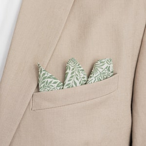 Green leaves pocket square, rustic sage green handkerchief, pastel muted groom groomsmen pocket squares, Velita collection