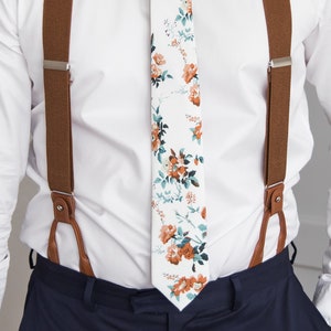 Brown suspenders for men, button suspenders, wedding suspenders for groom groomsmen, elastic suspenders, clip suspenders image 4