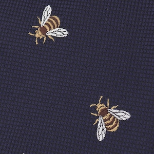 Navy blue bee tie, bees necktie, honeybee ties, bumble bee animal insect embroidered neckties, gift for men image 3