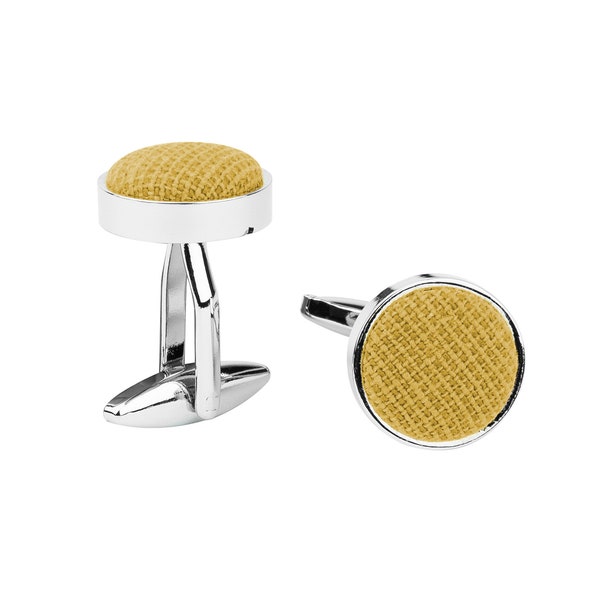 Mustard yellow cufflinks for groom and groomsmen, gift idea for men, solid ochre wedding cufflinks, Dijon collection