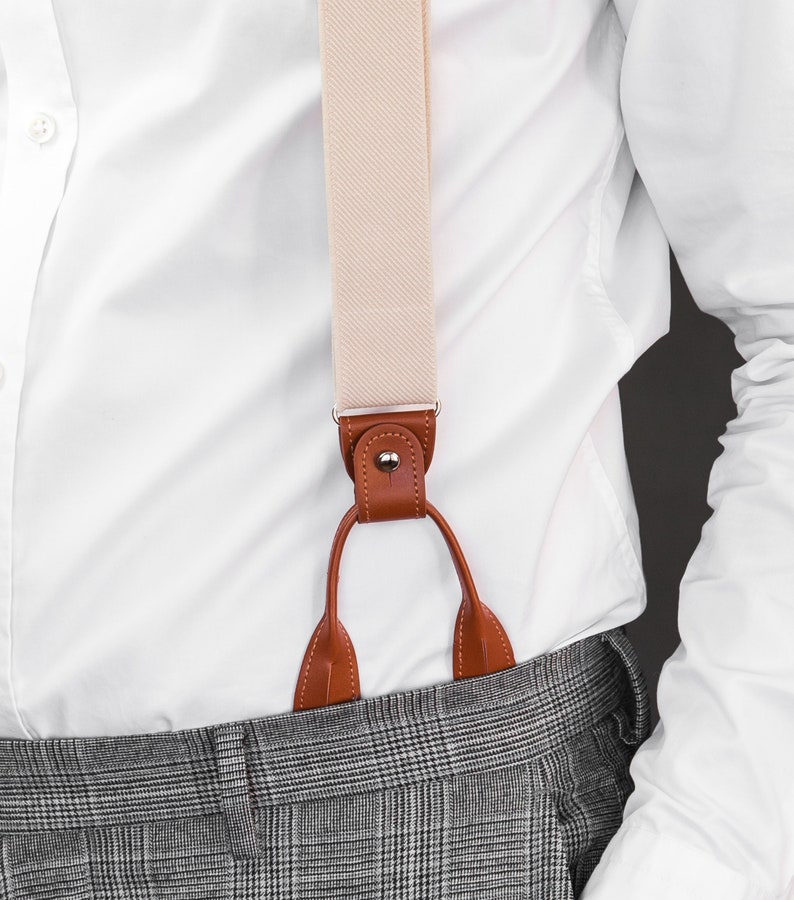 Ivory suspenders for men button suspenders cream white Etsy