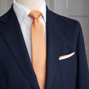 Pfirsichfarbene Krawatte für Männer, elegante Hochzeitskrawatte für Bräutigam und Trauzeugen, orangefarbene Krawatte, korallenrote Krawatten für Männer, Peach Fuzz-Kollektion Bild 5