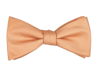 Peach textured pre-tied bow tie, elegant wedding bow tie for groom groomsmen, coral ready to wear bow tie, Peach Fuzz collection