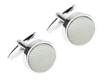 Gemelos texturizados gris claro, gemelos formales para novios y padrinos de boda, idea de regalo para hombre, elegantes puños gris niebla de boda, colección Nebia