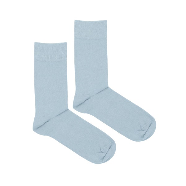 Blue-gray mens dress socks / Blue-grey casual cotton socks, solid formal adult crew socks, wedding groom groomsmen gift, colorful socks