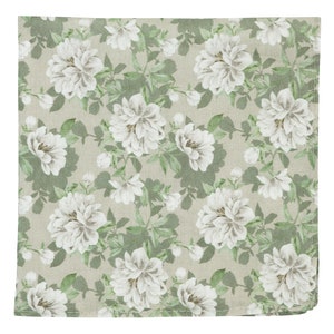 Sage green peonies pocket square, flowers handkerchief, wedding floral pocket squares for groom groomsmen, Rima collection image 2