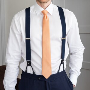 Pfirsichfarbene Krawatte für Männer, elegante Hochzeitskrawatte für Bräutigam und Trauzeugen, orangefarbene Krawatte, korallenrote Krawatten für Männer, Peach Fuzz-Kollektion Bild 2