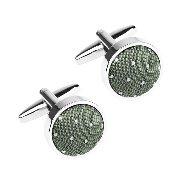 Sage green polka dot cufflinks for groom and groomsmen, gift idea for men, dotted wedding cufflinks, fall autumn weddings