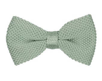 Papillon lavorato a maglia verde menta per uomo, papillon da sposa in eucalipto per sposo e testimoni dello sposo, papillon pre-annodato in maglia