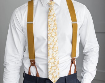 Ivory Suspenders for Men, Button Suspenders, Cream White