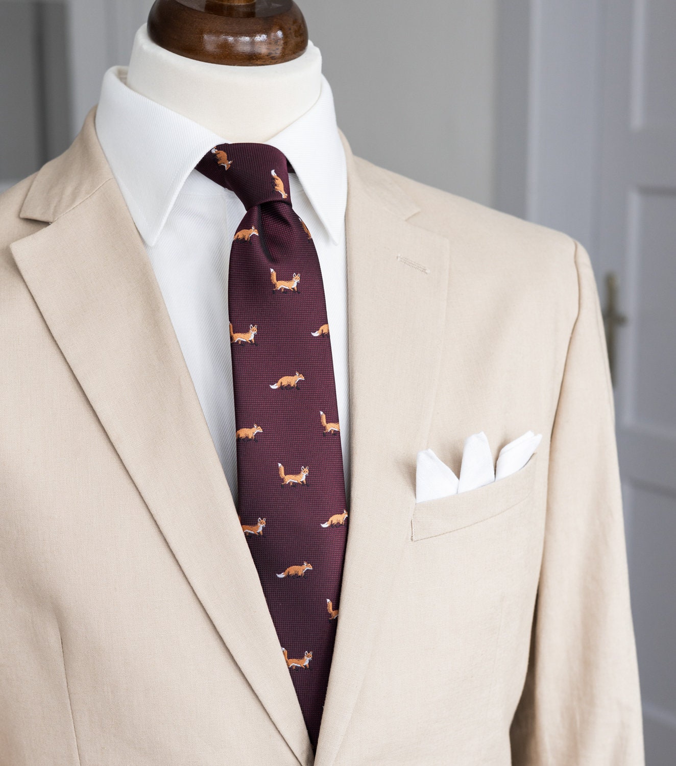Burgundy Red Fox Tie Foxes Necktie Forest Animal Tie Nature - Etsy