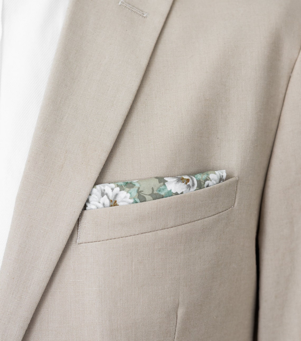 Sage Green Peonies Pocket Square Flowers Handkerchief Etsy